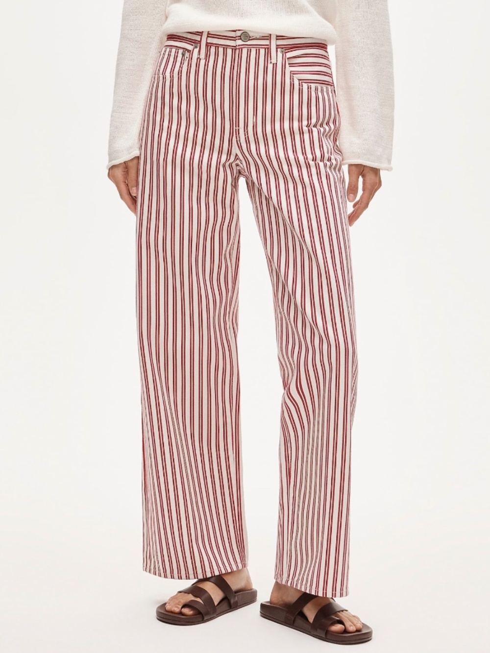 NWT J. Crew 100% Cotton Everyday Wide-Leg Jean in Stripe Size 28